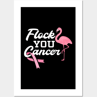 Flock You Breast Cancer print I Pink Flamingo Fighter Gift Posters and Art